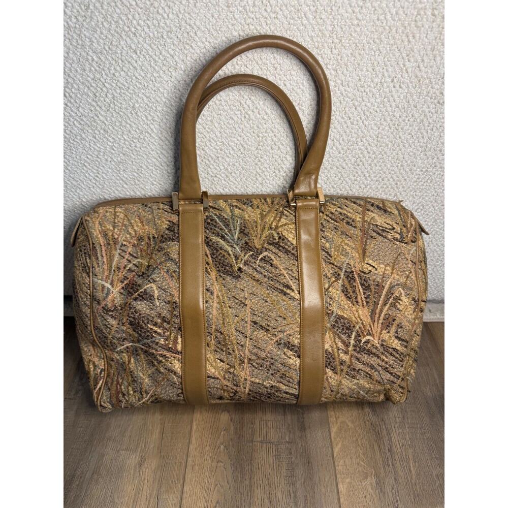 Vintage 70's Morris Moskowitz Tapestry Leather Handbag Purse MM USA - Picture 5 of 13